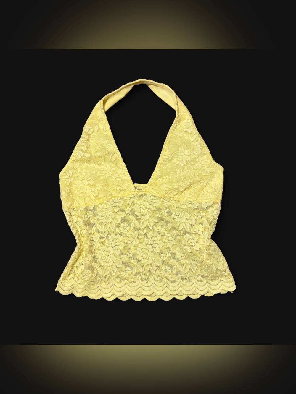 Yellow Floral Halter Lace Top!